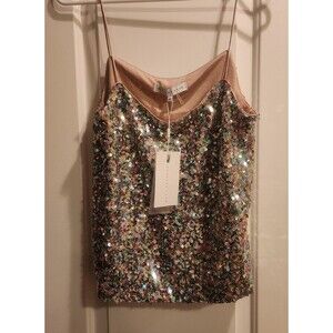 NWT Endless Rose x Anthropologie Sequin Top Camisole Multi Colored Pink - Medium